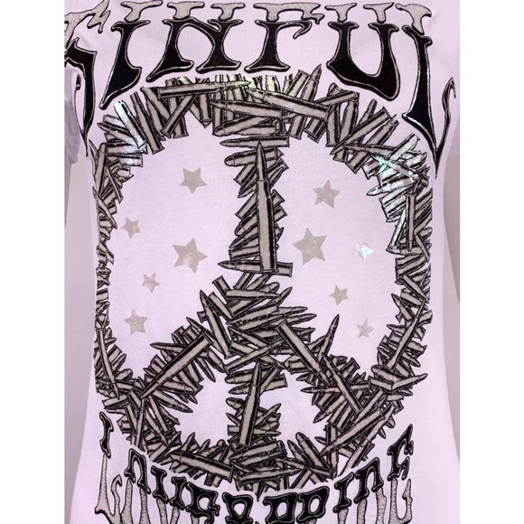 Sinful AFFLICTION Women's S/S T-Shirt PEACE & LOVE - Picture 4 of 6